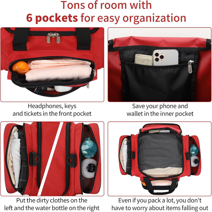 ZZY Sporttasche klein, 25L Gym Tasche, Fitness Tasche Trainingstasche für Weekender Reisetasche (Rot