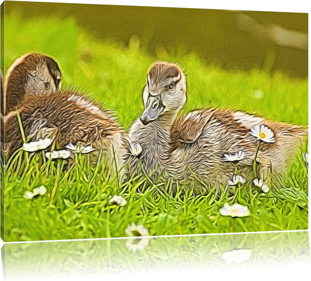 Pixxprint Kühe auf Wiese, Format: 100x70 auf Leinwand, XXL riesige Bilder fertig gerahmt mit Keilrah