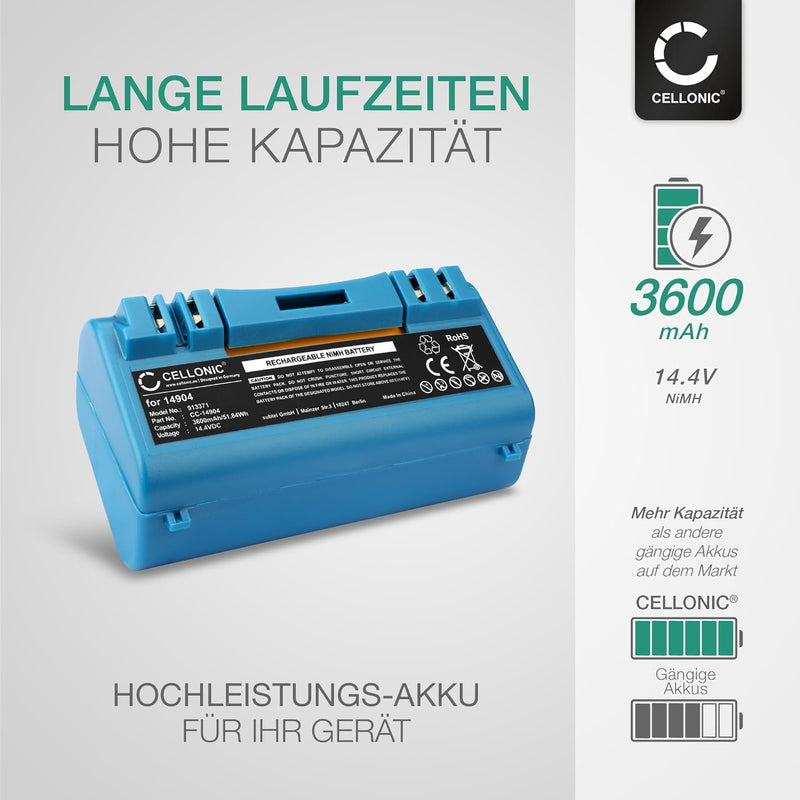 CELLONIC Akku kompatibel mit iRobot Scooba 5940, 6000, 390, 385, 330, 5800, 340, 350, 5900, 300, 591