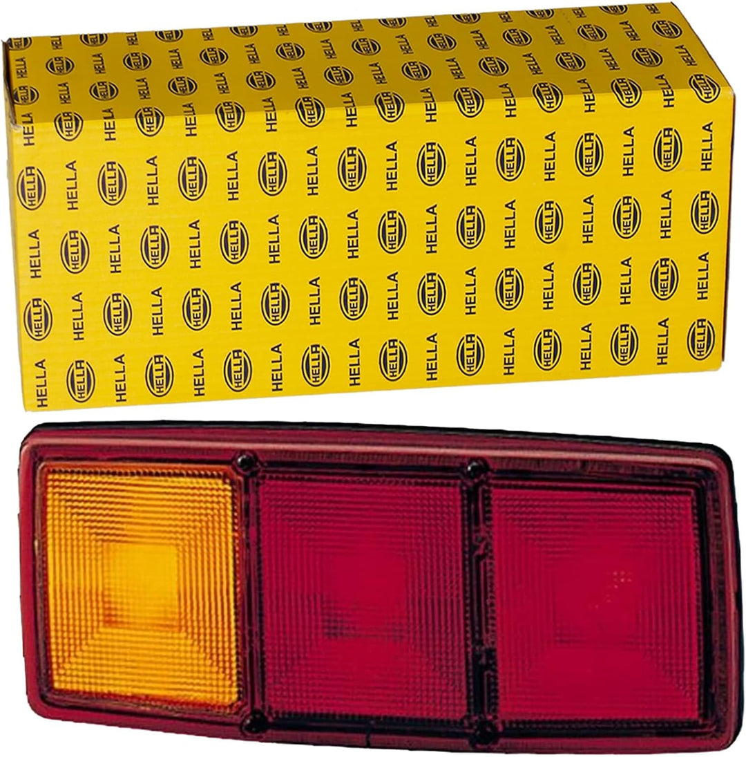 HELLA - Heckleuchte - Glühlampe - 12V - Einbau/geschraubt - Lichtscheibenfarbe: rot/gelb - Stecker: