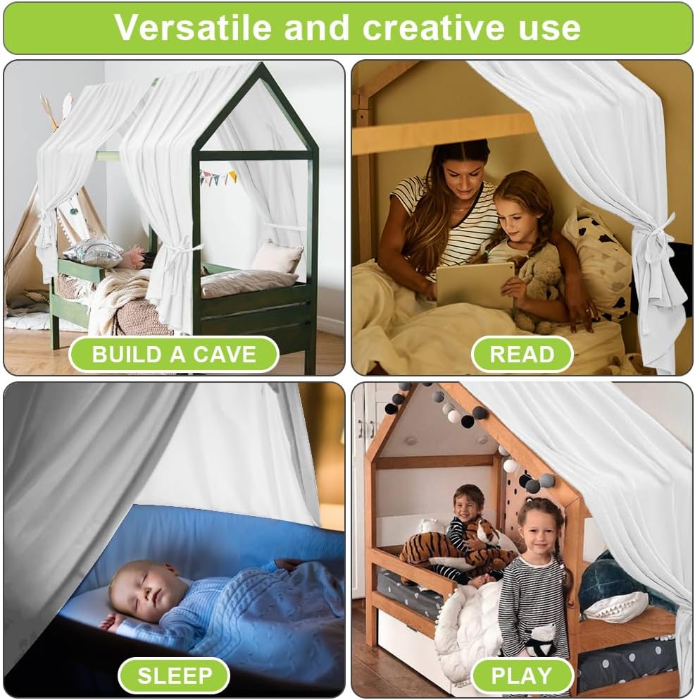 HOTUT Hausbett Himmel,2 Stück Betthimmel Babybett aus Musselin,Weich und atmungsaktiv Baldachin Kind