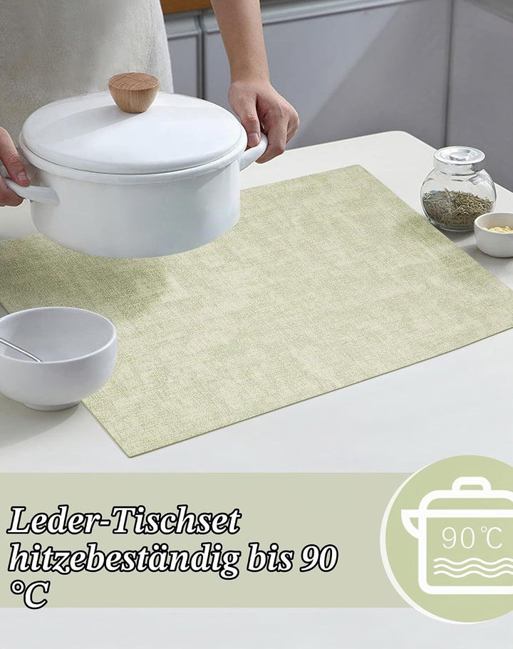 SUEH DESIGN Leder Tischsets 6er Set Tischsets Abwaschbar Lederoptik Platzdeckchen Hitzebeständiges P