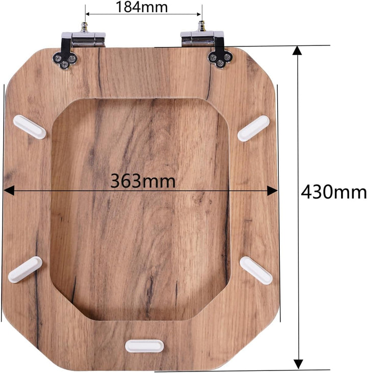 MDF-Toilettensitz, Klodeckel Holz, Premium Quadrat-Förmig Toilettendeckel Mit Soft-Close-Mechanismus