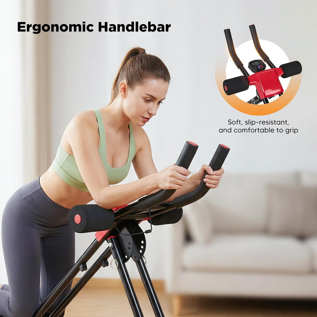 Bauchtrainer Klappbar, 5-fach Verstellbarer Widerstand, LED-Display, Faltbarer Bauchmuskeltrainer fü