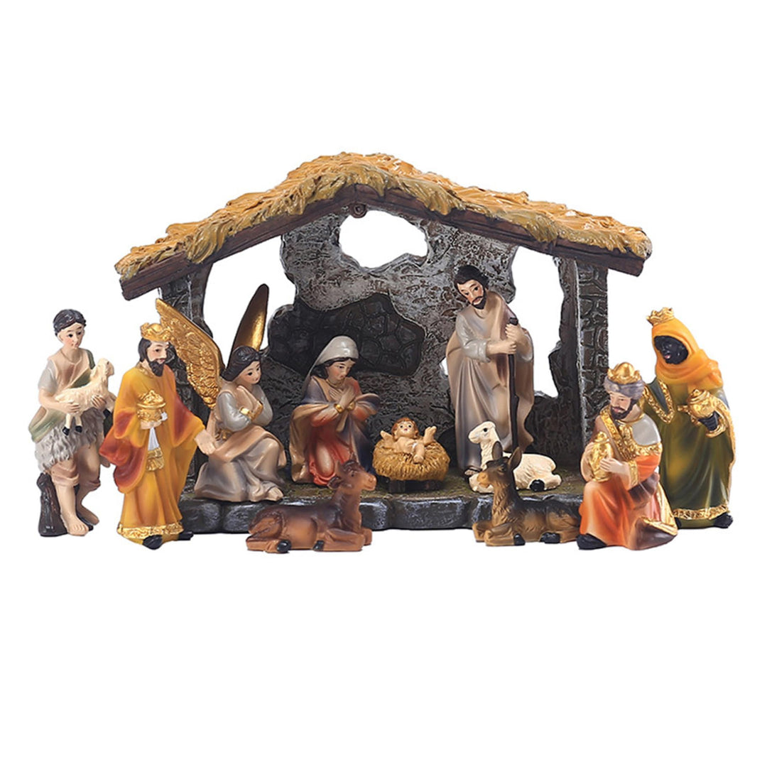 Krippe Figuren Set Weihnachten Mini Traditionelles Harz Jesus Geburtsdekorationen 1Set, Krippe Figur