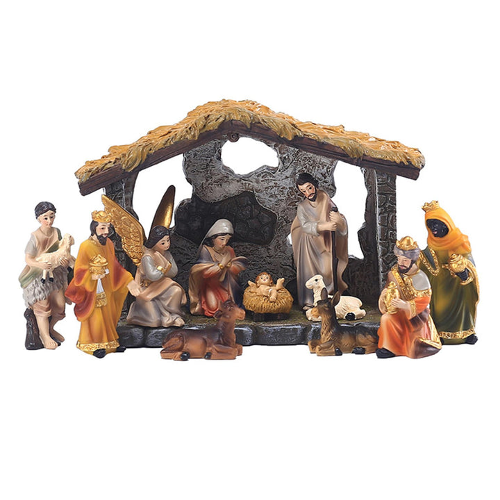 Krippe Figuren Set Weihnachten Mini Traditionelles Harz Jesus Geburtsdekorationen 1Set, Krippe Figur