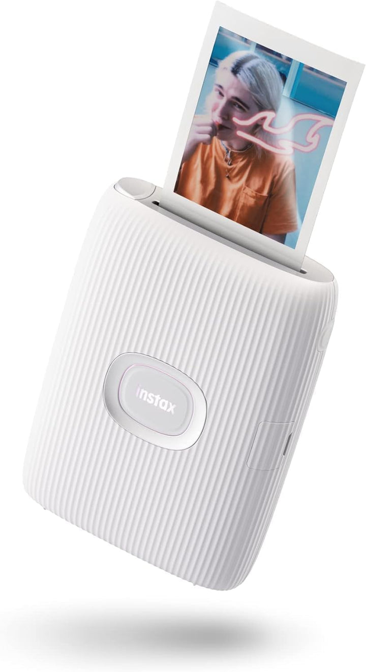 INSTAX Mini LINK2 Smartphone Printer, Clay White & Mini Film Heart Sketch Clay White Bundle mit Mini
