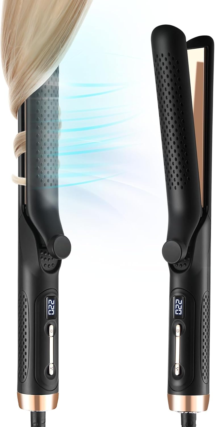 CkeyiN Glätteisen, Lockenstab, 2 in 1, 360 ° Airflow Styler, professioneller Haarglätter aus Keramik