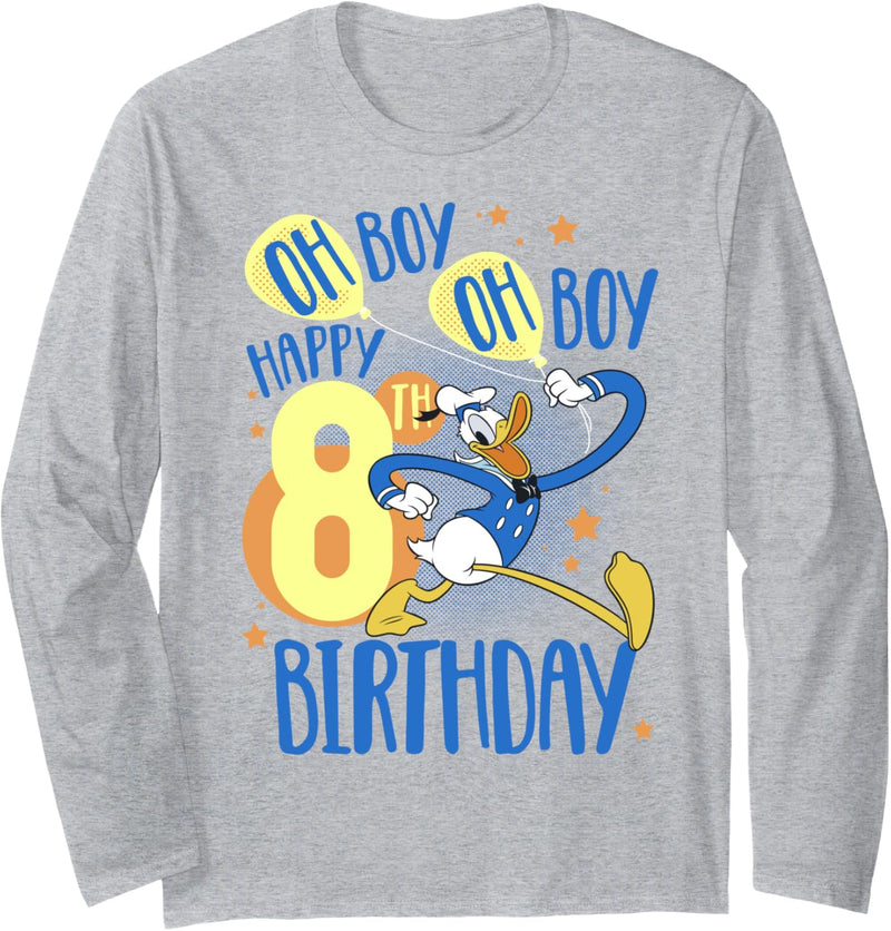 Disney Donald Duck Alles Gute zum 8. Geburtstag Oh Junge Oh Junge Langarmshirt