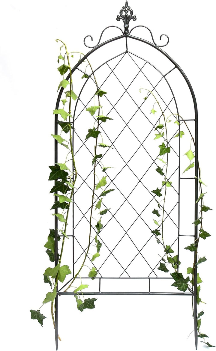 DanDiBo Rankhilfe Metall Rankgitter 120 cm Grau 96193 Kletterhilfe Bodenstecker Blumenhalter Ranksäu