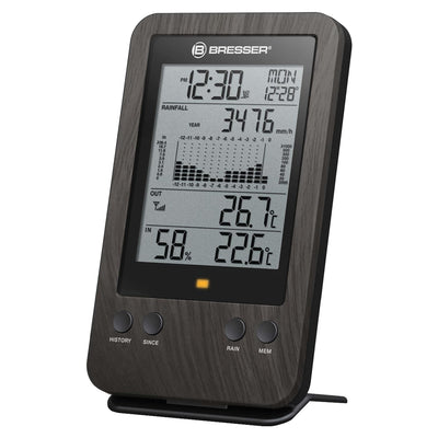 Bresser Wetterstation Funk mit Aussensensor WTW Profi Regenmesser in Holzoptik