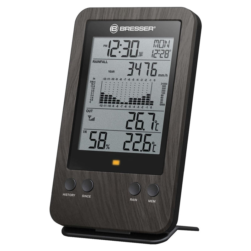 Bresser Wetterstation Funk mit Aussensensor WTW Profi Regenmesser in Holzoptik