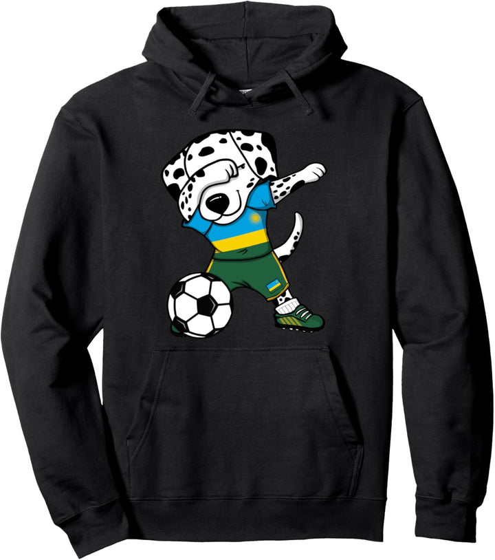Dabbing Dalmatiner Hund Ruanda Fussball Ruandische Flagge Pullover Hoodie
