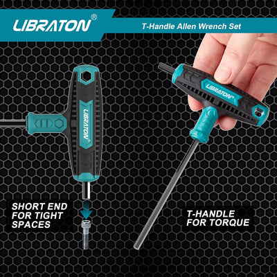 LIBRATON T-Griff schlüssel-Satz, SAE T Griff Schraubendreher Set 7tlg, 1/8"-3/8",Innensechskant Stif