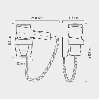 Valera Action Super Plus 1600 Haartrockner mit Wandhalterung, 1600 Watt, Farbe Weiss/Chrom