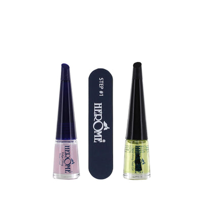 Herome 2-Pack 3-in-1 Maniküre Set für Nägel - Set mit Pflegende Nagelöl, Rillenfüller und Feile - Re