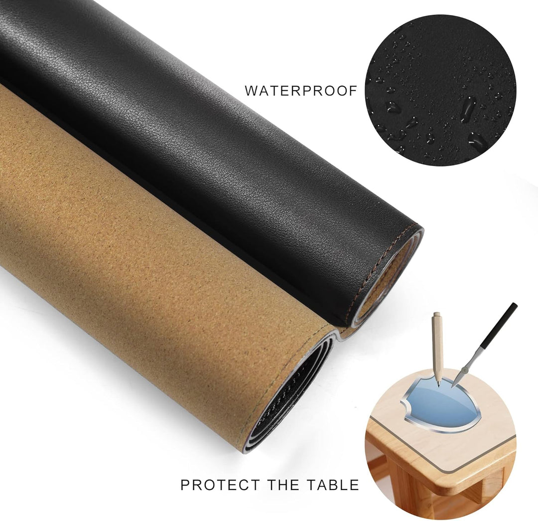 MAIDERN Schreibtischunterlage 100x40cm, Kork & PU-Leder Zweiseitig Tischunterlage,Extra Grosse Mausp