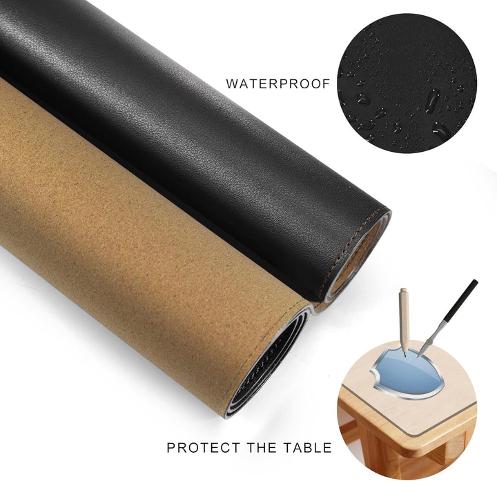 MAIDERN Schreibtischunterlage 100x40cm, Kork & PU-Leder Zweiseitig Tischunterlage,Extra Grosse Mausp