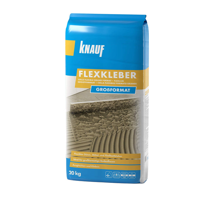 Knauf Flexkleber Grossformat, Klebe-Mörtel, Fliesenkleber – Fliesen- und Naturstein-Kleber für Boden