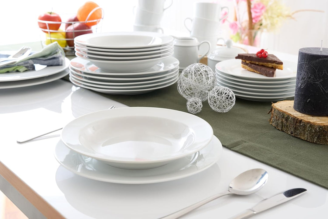 Retsch Arzberg Heike Weiss Suppenteller 21cm, Set 6-teilig, Porzellan uni weiss, rund