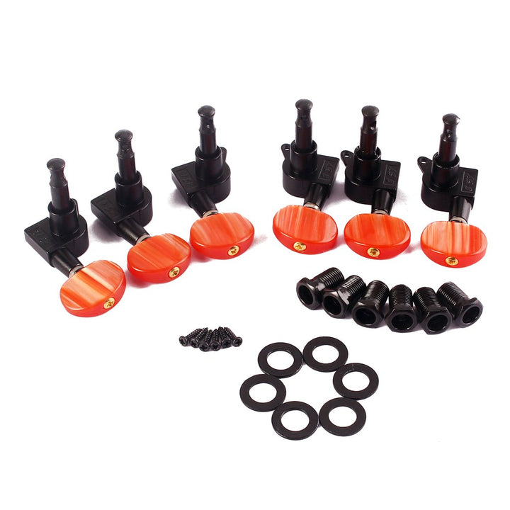3L 3R Versiegelte Gitarren-Turner-Mechaniken, Schwarz + Rot