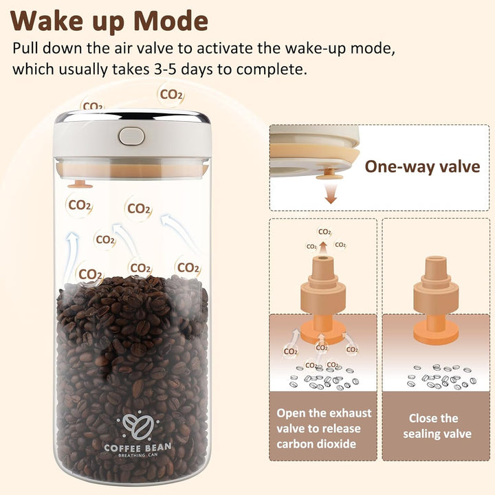 Zosenyer Kaffeedose Luftdicht, 1700ml Vakuum Kaffeebehälter aus Hochwertigem Glas für Kaffeebohnen,