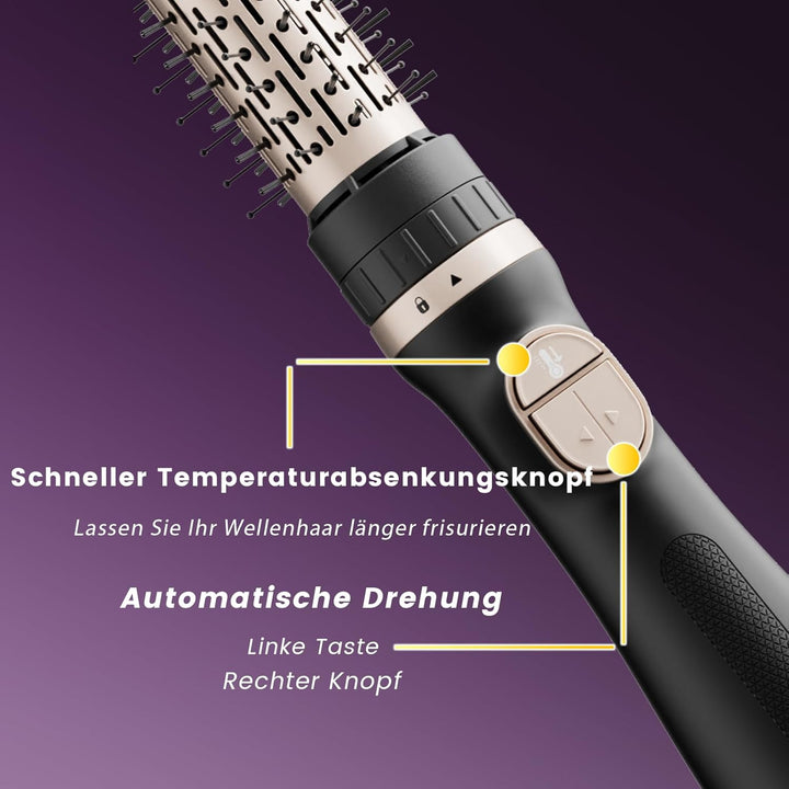 Rotierende Warmluftbürste, 3-in-1 Rundbürstenföhn mit 3 Köpfen zum Trocknen Styling Voluminierend Cu