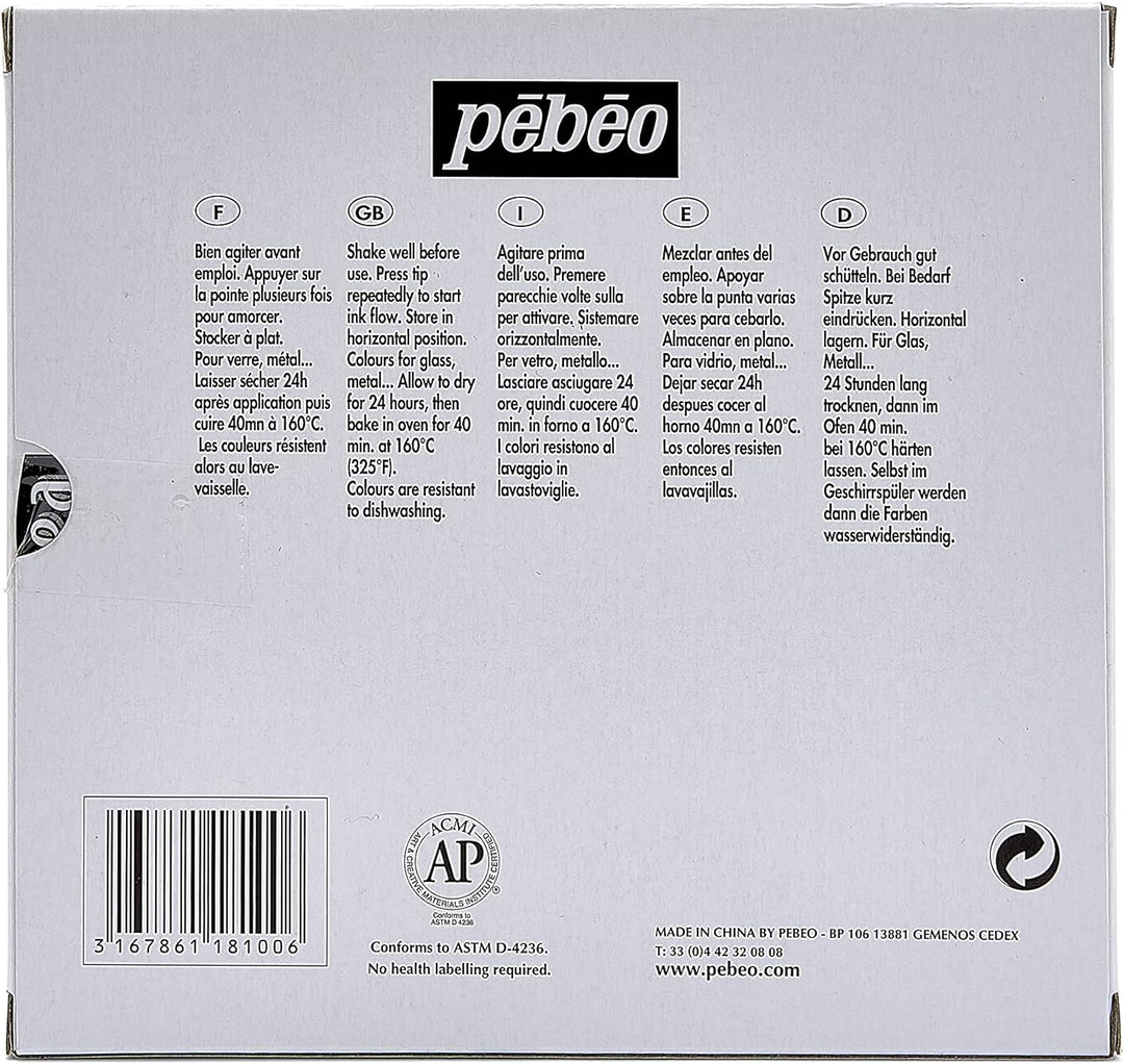 Pebeo Filzstifte-Set Vitrea, glänzend