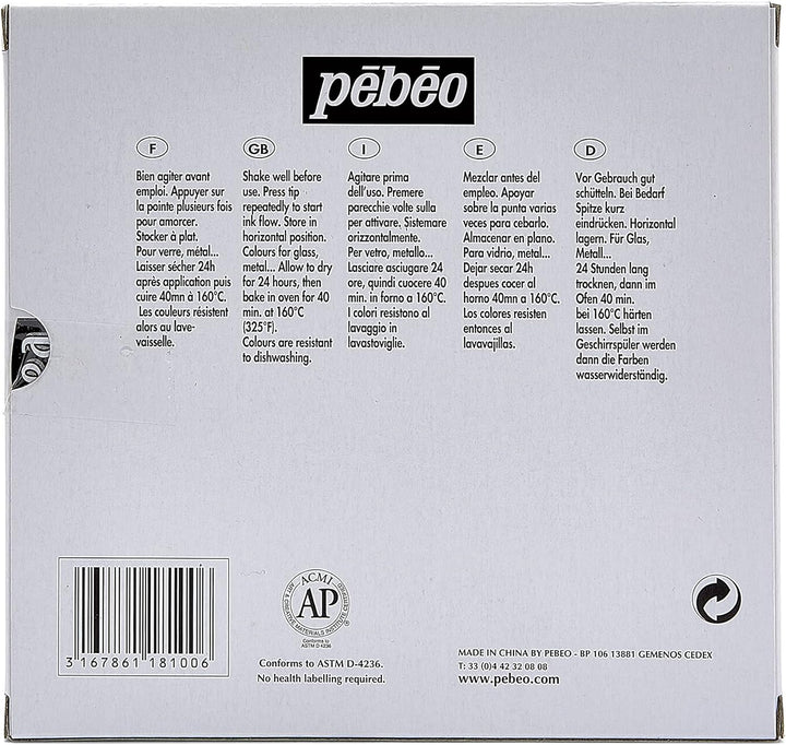 Pebeo Filzstifte-Set Vitrea, glänzend