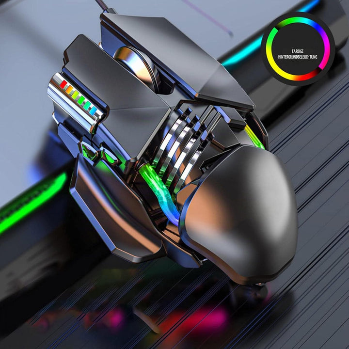 Gaming-Maus, 12800 DPI Einziehbare Anpassung Wassergekühlter RGB-Lichteffekt Kabelgebundene Maus Gal