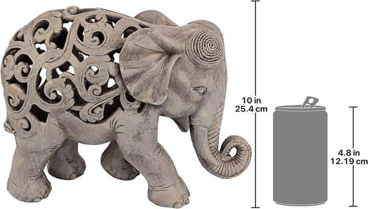 Design Toscano Anjan der Elefant indische Deko Jali Tierstatue, 30.5 cm, Gotischer Stein