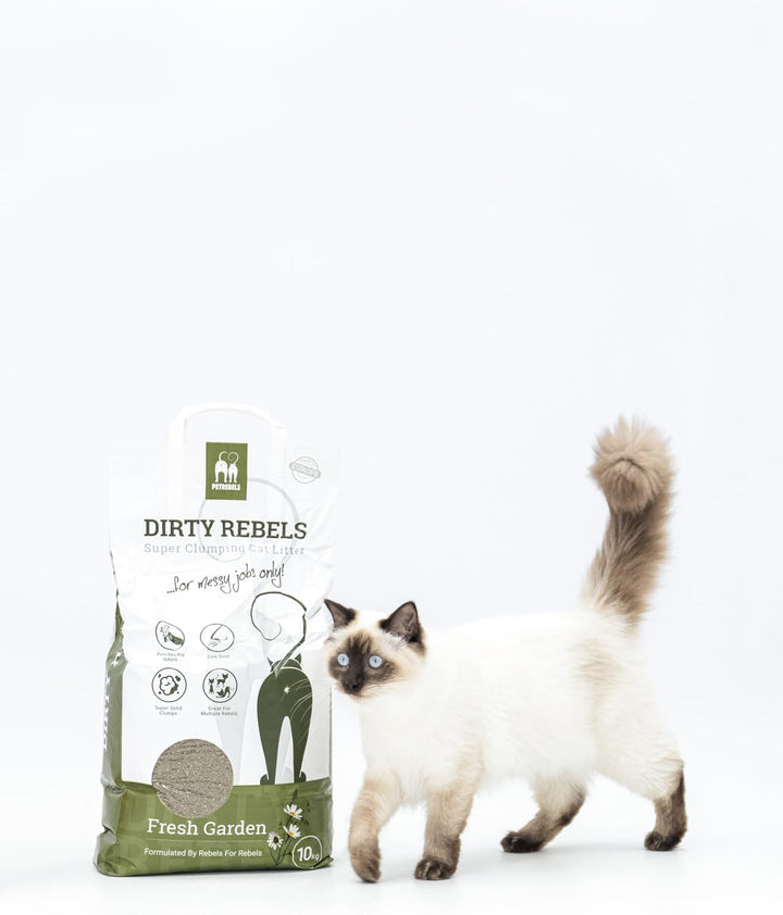 Petrebels Katzenstreu Dirty Rebels, 12x 10 Liter, Fresh Garden Duft, 100% Natürlich, 12er-Pack, Fres