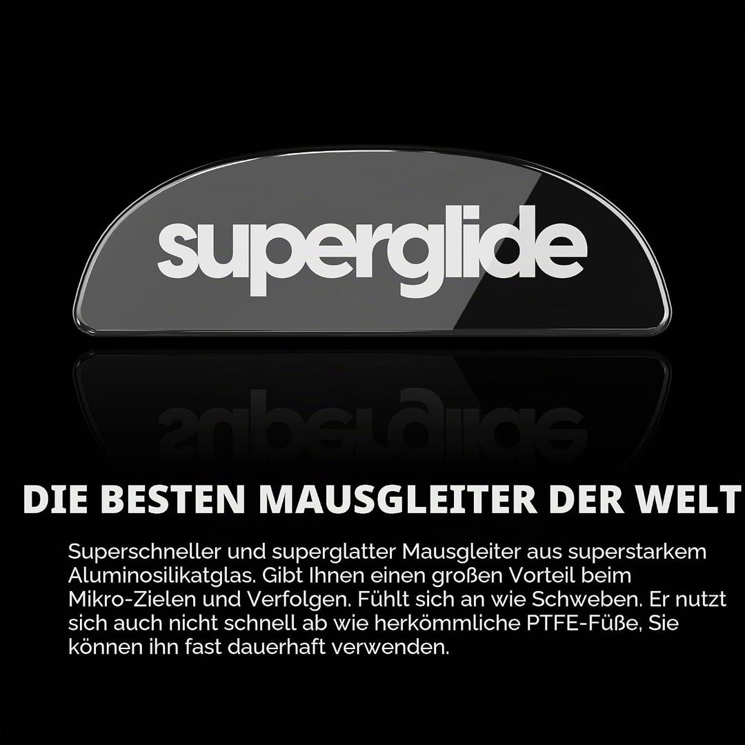 Superglide – Schnellste und glatteste Mausfüsse/Skates aus ultrastarkem, makellosem Glas, superschne