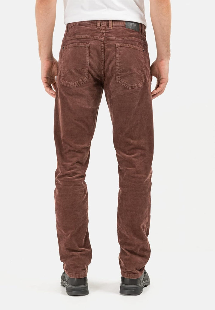camel active Herren Regular Fit Hose Houston mit Struktur Jeans 31W / 34L Dunkelrot, 31W / 34L Dunke