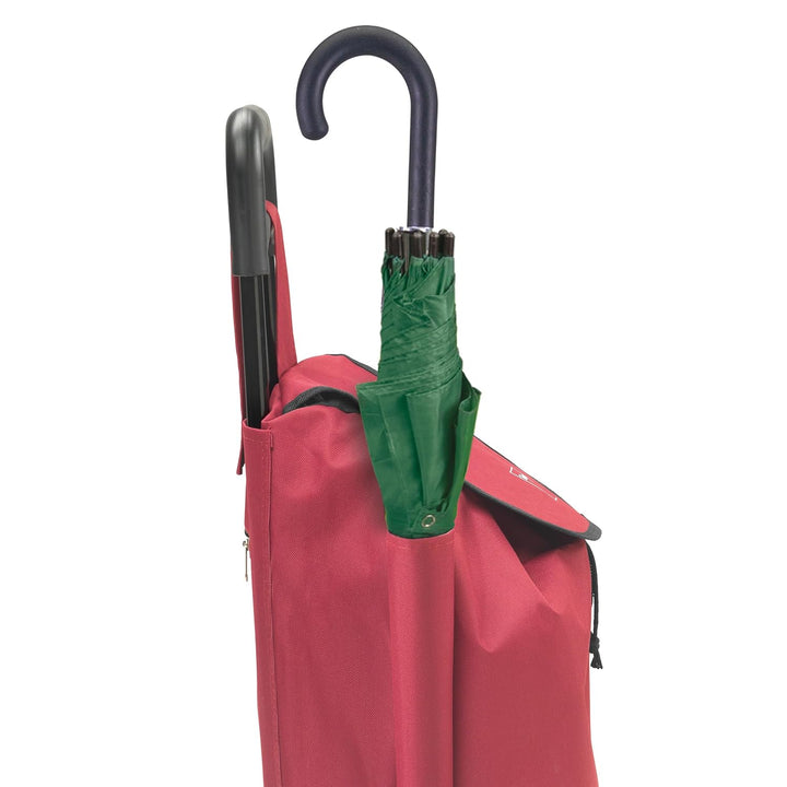 Metaltex Daphne Einkaufstrolley 40L mit Regenschirmtasche, abnehmbare Tasche, Bordeaux Daphne 40L Bo