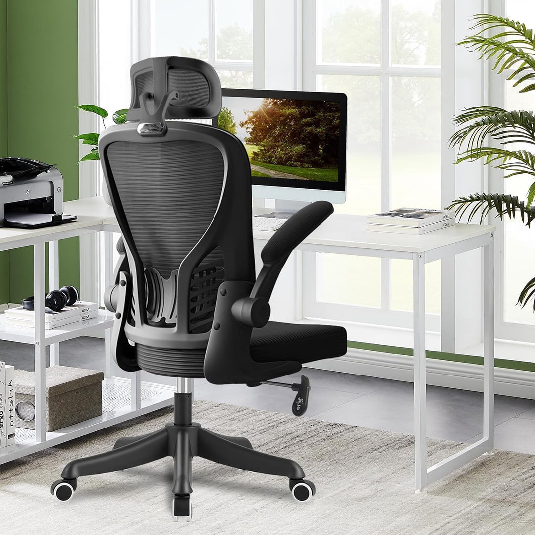 Ergonomischer Bürostuhl mit verstellbaren Kopfstützen und Armlehnen, Lendenwirbelstütze, atmungsakti