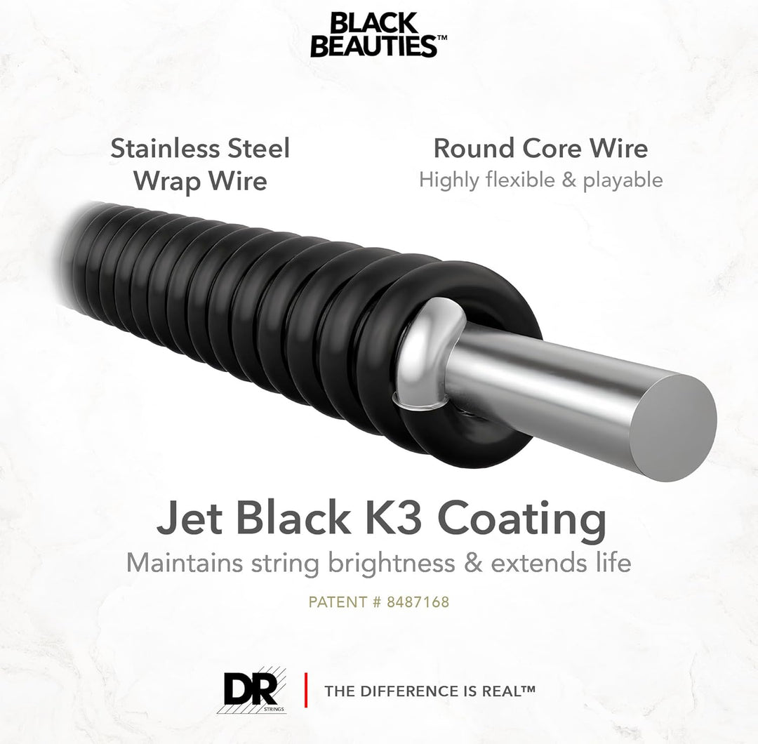 Dr BKB-45 Strings Bass Saiten, Schwarz Beauties – extra-life, schwarz beschichtet Single, Single