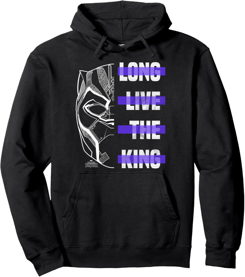 Marvel Black Panther Long Live The King Text Cross Out Pullover Hoodie