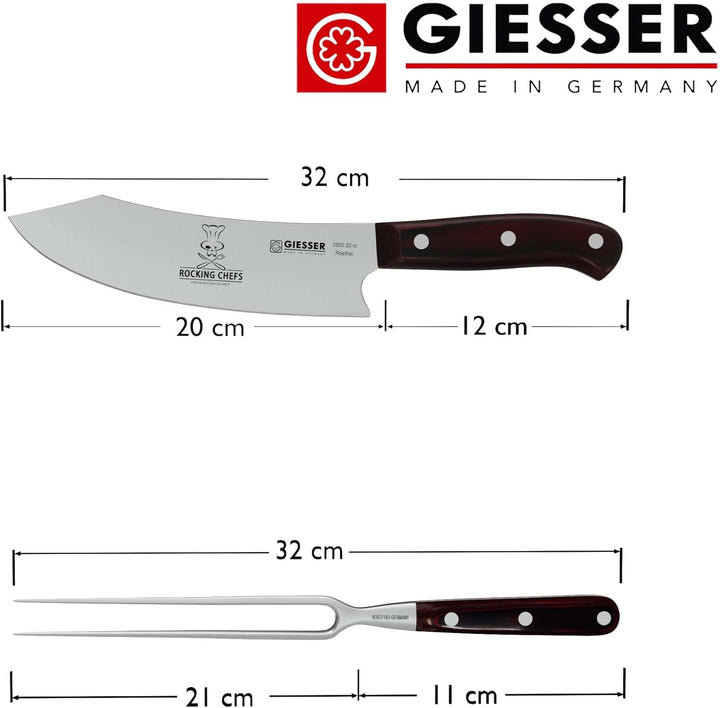 GIESSER seit 1776 - Made in Germany - PremiumCut, Rocking Chef, Tranchier Set 2 teilig, Kochmesser 2