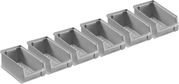 Wandleiste mit 6x Graue Sichtlagerbox 2.0 | HxBxT 7,6x60,5x17,6cm | Wandhalterung, Kleinteileaufbewa