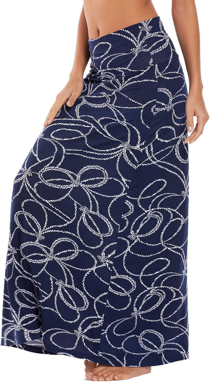 Damen Sommer Hohe Taille Boho Yoga Maxi Rock Elastisch Pull On Lang Röcke XL 10, XL 10