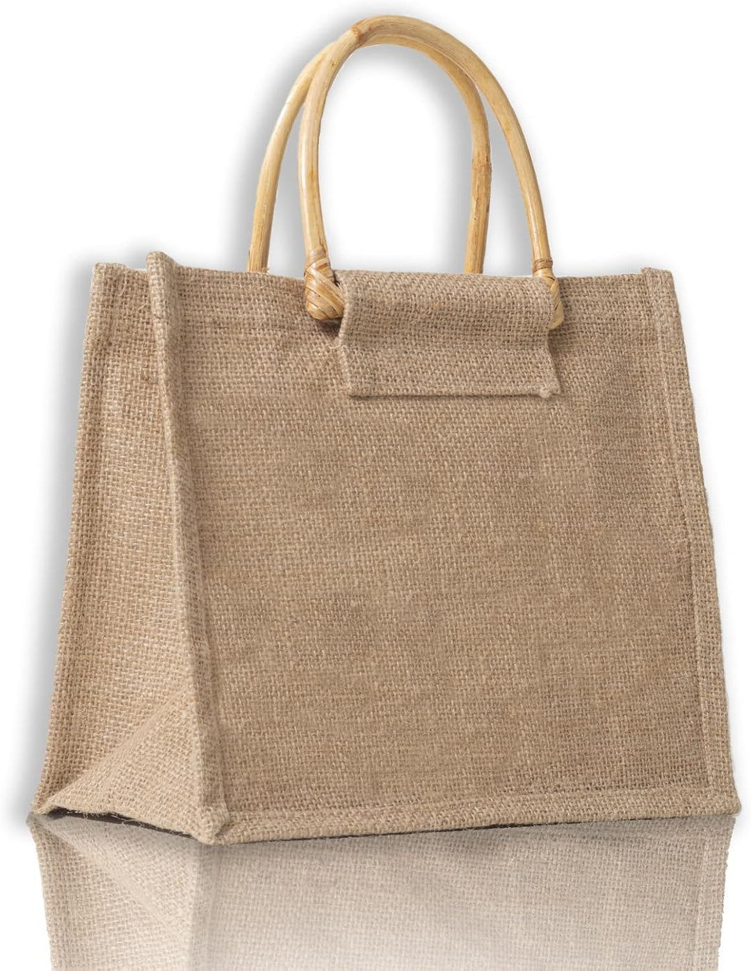 IPEA 2x Jute Tasche mit Holzgriffen zum Einkaufen, Verbringen und für die Freizeit – 2 Stück – Shopp