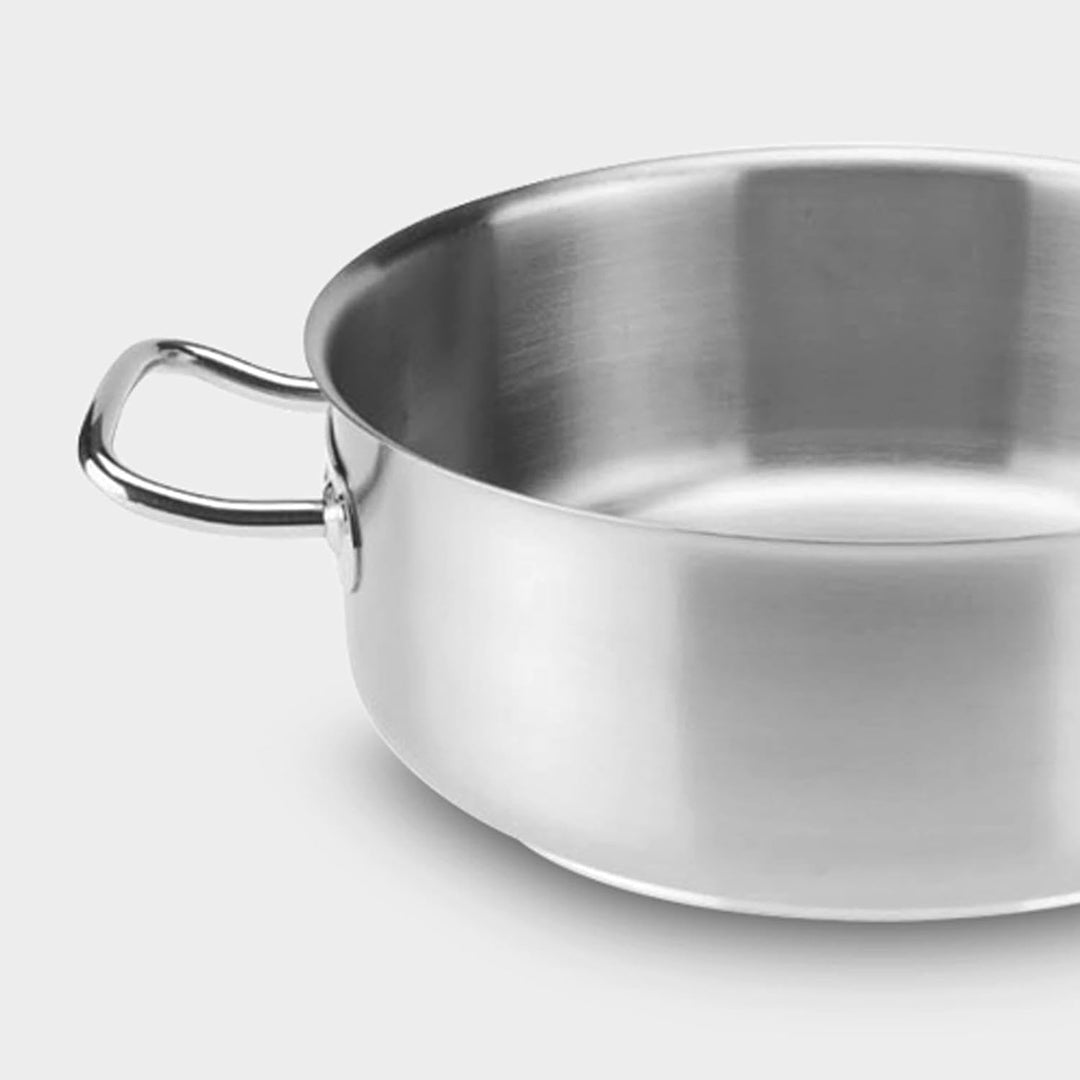 SKK grosser Gastro Bratentopf Ø 28 cm - 18/10 Edelstahl Induktions-Topf - Profi Schmortopf & Glasdec