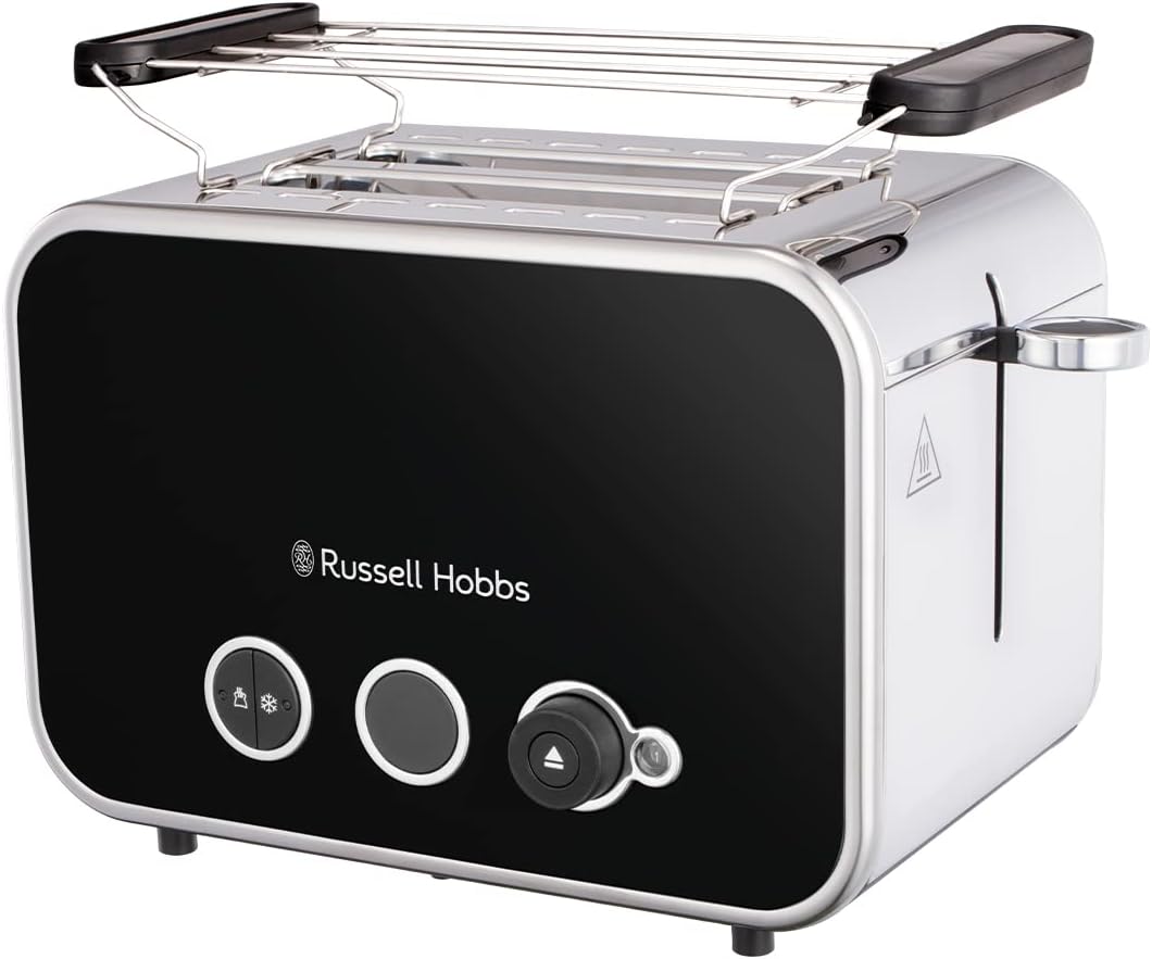 Russell Hobbs Toaster [für 2 Scheiben] Distinctions Edelstahl Schwarz (extra breite Toastschlitze, i