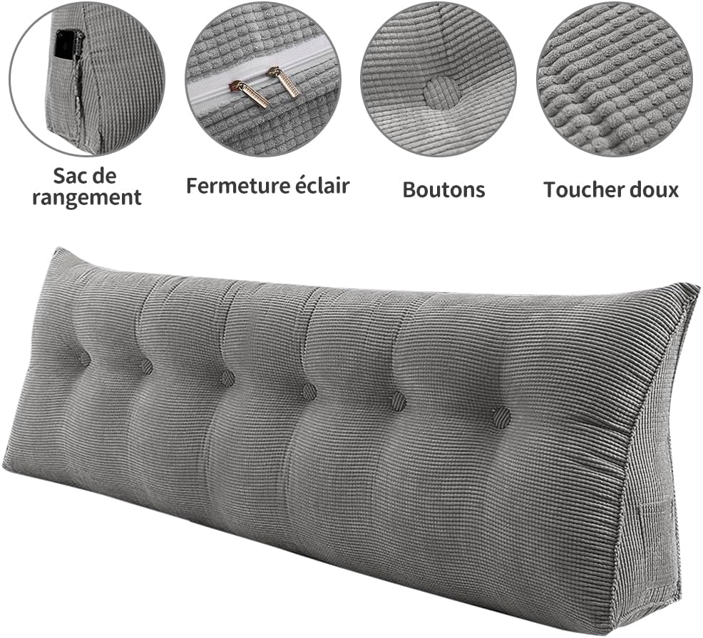 Lesekissen für Bett oder Sofa, dreieckig, Rückenlehne, Sofakissen, Kopfteil Baby, abnehmbare Hülle,