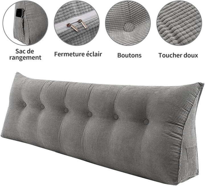 Lesekissen für Bett oder Sofa, dreieckig, Rückenlehne, Sofakissen, Kopfteil Baby, abnehmbare Hülle,