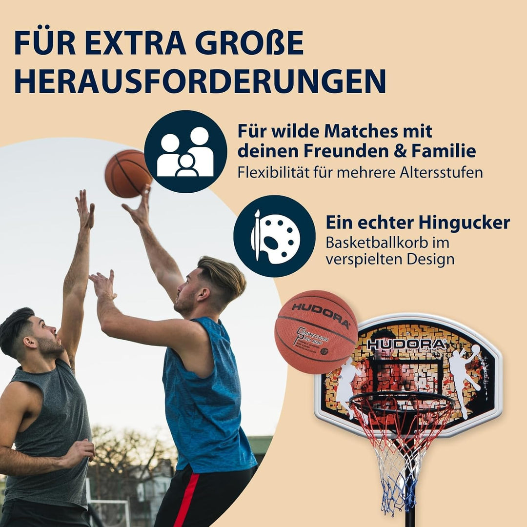 HUDORA Basketballständer Chicago 260 - Basketballkorb mit Ständer für Kinder und Erwachsene - Höhenv