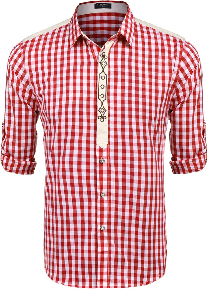 COOFANDY Herren Hemd Karriert Trachtenhemden Regular Fit Langarm Freizeithemden Karohemden Plaid Shi