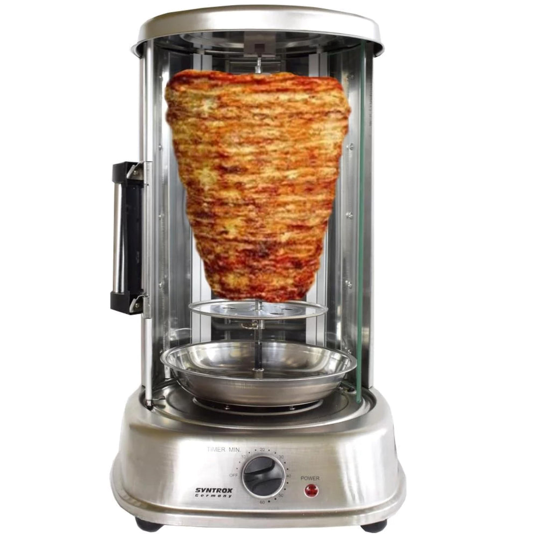 Syntrox Germany Dönergrill Blontixa Edelstahl mit Glastür, Drehspiess, Gyrosgrill, Hähnchengrill, Eö