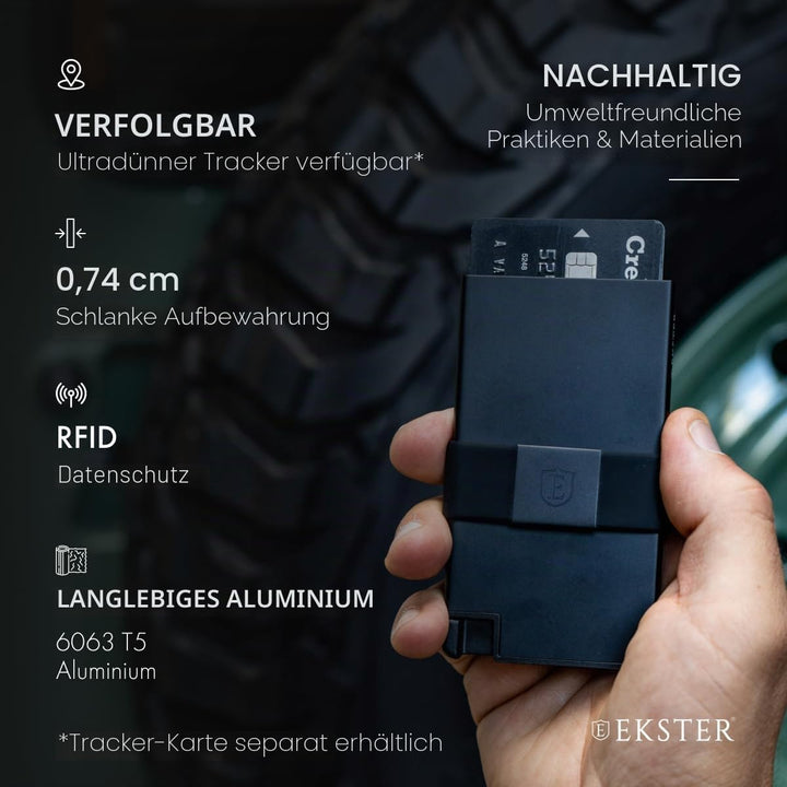 Ekster AirTag-Kartenhalter aus Aluminium, Schwarz, Minimalistisch, Schwarz